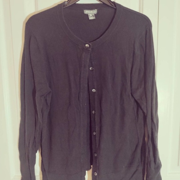 eddie bauer black cardigan sweater women's large - Picture 1 of 4